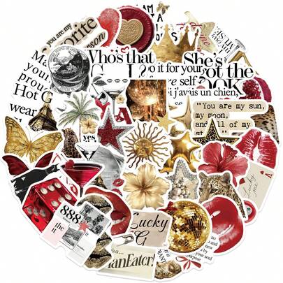 50 pièces Autocollants Y2K, Autocollants Downtown, Autocollants noir et blanc, Autocollants sombres, Autocollants vinyle imperméables, Ensemble d'autocollants esthétiques pour cahier, ordinateur portable, planche à roulettes, bouteille d'eau, cahier