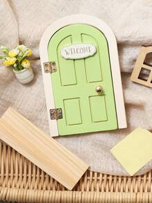 木质魔法仙女门，婴儿房及儿童房装饰，乡村风格摆件及挂饰，娃娃屋配件，夜光窗户，奇趣小门 - 彩色 - 查看 8