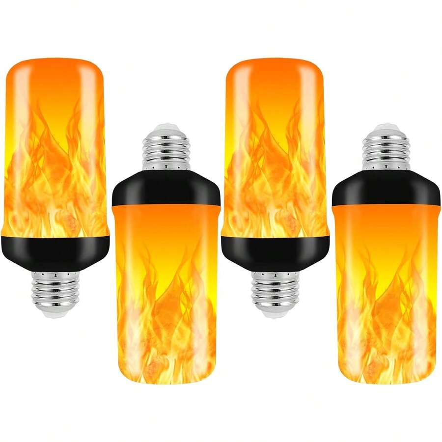 4Packs Upgraded LED Flame Light Bulbs, 4 Modes Flickering Light Bulb Outdoor With Upside Down Effect, E26 Base Flame Bulb For Christmas Decorations Outdoor, Halloween Lights, Party Decor,Christmas Decorations, Christmas Lighting, Christmas Gifts - 珠光黃-4個 - 查看 1