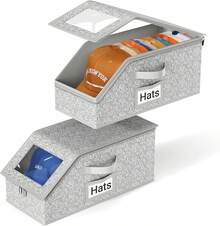 2PCS Organizador Gorras, Caja para Gorras Béisbol Plegable Guardar Hasta Max 24 Caps, Guarda Gorra para Clóset, Coleccionistas, Amantes Del Estilo - 1 - Ver 2