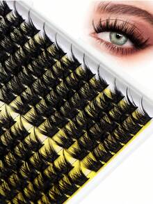 Sulv 14 Rows 168pcs Cluster Lashes D Curl 12-14-16mm Mixed/14-16-18mm Mixed/14-16-18-20mm Mixed DIY Lash Extensions For Self Application At Home - Black - View 8