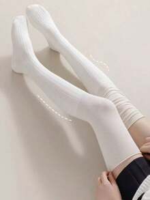 1 Pair, Women's Knee High Stockings, Women's Knee High Stockings, Women's Silk Stockings, Women's Long Stockings, Fashionable And Popular, Preferred Fabric/Soft And Breathable/Simple/Comfortable, Suitable For Pairing With Knee High Boots/Flat Shoes/Clothes/Skirts, Suitable For Relaxing At Home/Shopping/Outdoor Dating/Walking And Other Light Sports, Can Be Used As Gifts For Valentine's Day/Christmas/Thanksgiving And Other Holidays - Multicolor - View 7