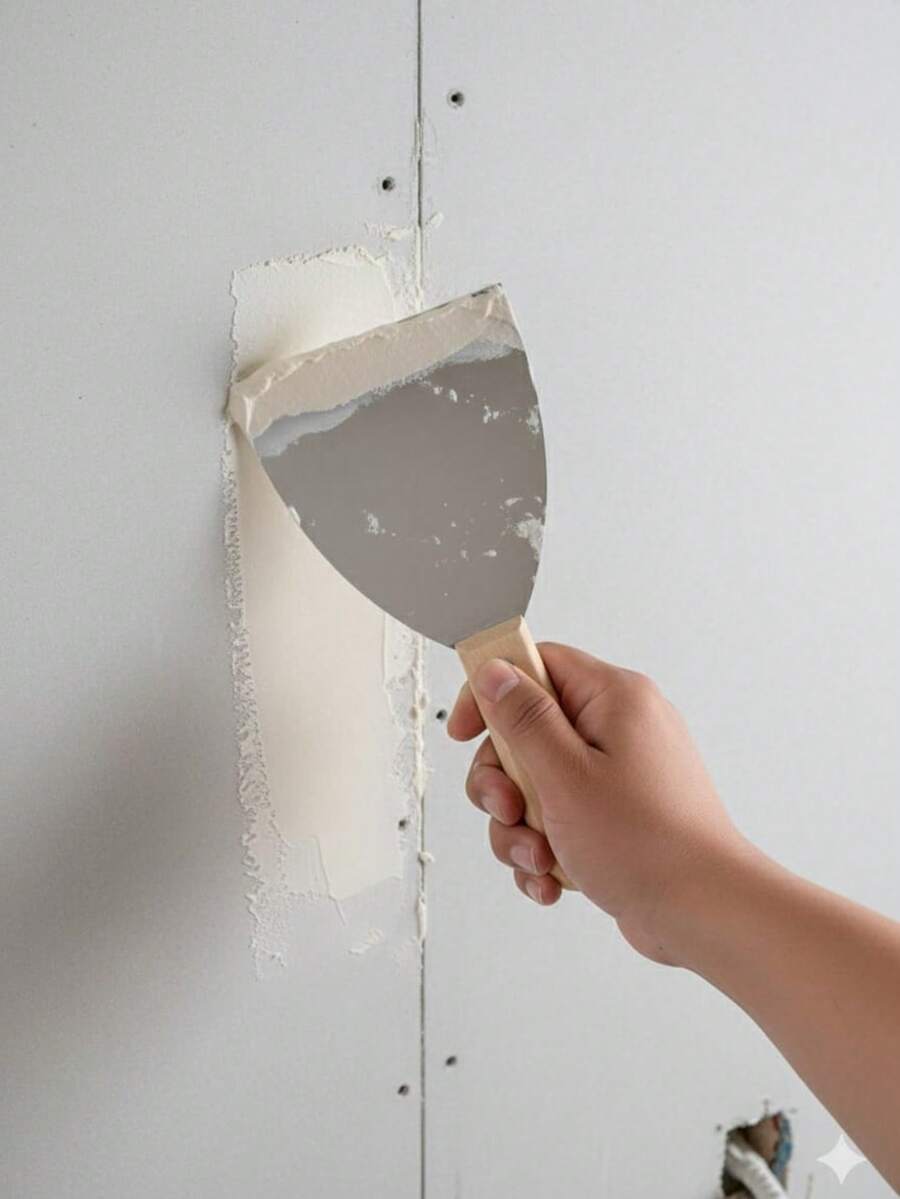 Espátula Rígida De 4" Con Mango De Madera Para Albañil De Mamposteria Fumetax - Plateado - Ver 1