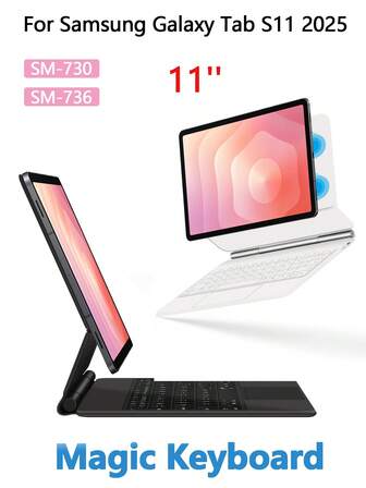 Teclado Mágico para Tablet Galaxy Tab S11 2025 11" com Capa com Suporte para Modelo Número: X730 736 11 Polegadas, Teclado Slim Book com Função Magnética de Ativação/Suspensão Automática