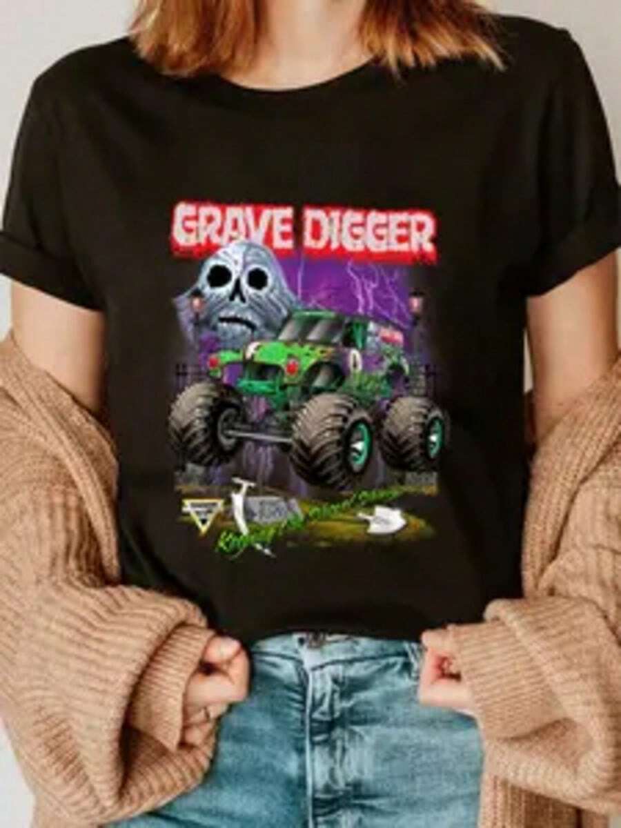 100% Cotton Unisex Monster Jam  Shovel Sharp T-Shirt - Main Color Of the Picture - View 1