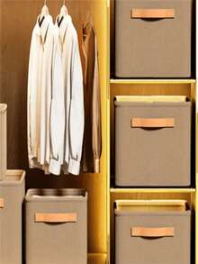 1 pieza Caja de almacenamiento de tela simple para el hogar, cesta de almacenamiento de tela reforzada, adecuada para guardar ropa, pantalones, ropa interior y otros artículos. Una opción ideal para la organización del armario y la gestión del armario del dormitorio. - Multicolor - Ver 7