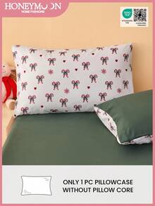 1个糖果手杖蝴蝶结印花枕套（不含枕芯），柔软透气，适合日常客厅、卧室、沙发家居装饰、汽车靠枕，可机洗。适用于家庭和宿舍床上用品，通过Oeko-Tex认证。 - 彩色 - 查看 1