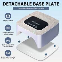 LIMEGIRL Lámpara de uñas UV/LED de 2000mAh con cristales de Rhinestone, secador de gel recargable de curado rápido, grande y brillante de color púrpura, adecuado para el hogar y el salón de uñas, en colores púrpura claro, negro y blanco - Tipo de Enchufe A USA (110-127V) - Ver 6