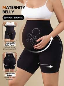 Leggings de maternidad para mujer con alta elasticidad y soporte de 5 puntos para el vientre - Ideal para uso diario - Negro - Ver 2