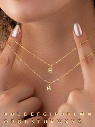 Collar con colgante de letra inicial de plata de ley 925 bañado en oro de 14K con circonita cúbica, 26 letras del alfabeto A-Z, collar con colgante de letra inicial para mujeres, mamá, novia, niñas, adolescentes, aniversario, cumpleaños, Día de la Madre, San Valentín, regalos de joyería