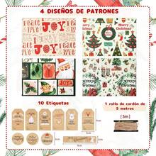 LEMESO 4 s Papel Kraft 50 x 70cm Envoltura Navidad Papel para Envolver Regalos con 10 Etiquetas y un Cuerda de 5 Metros - Coloresclaros - Ver 4