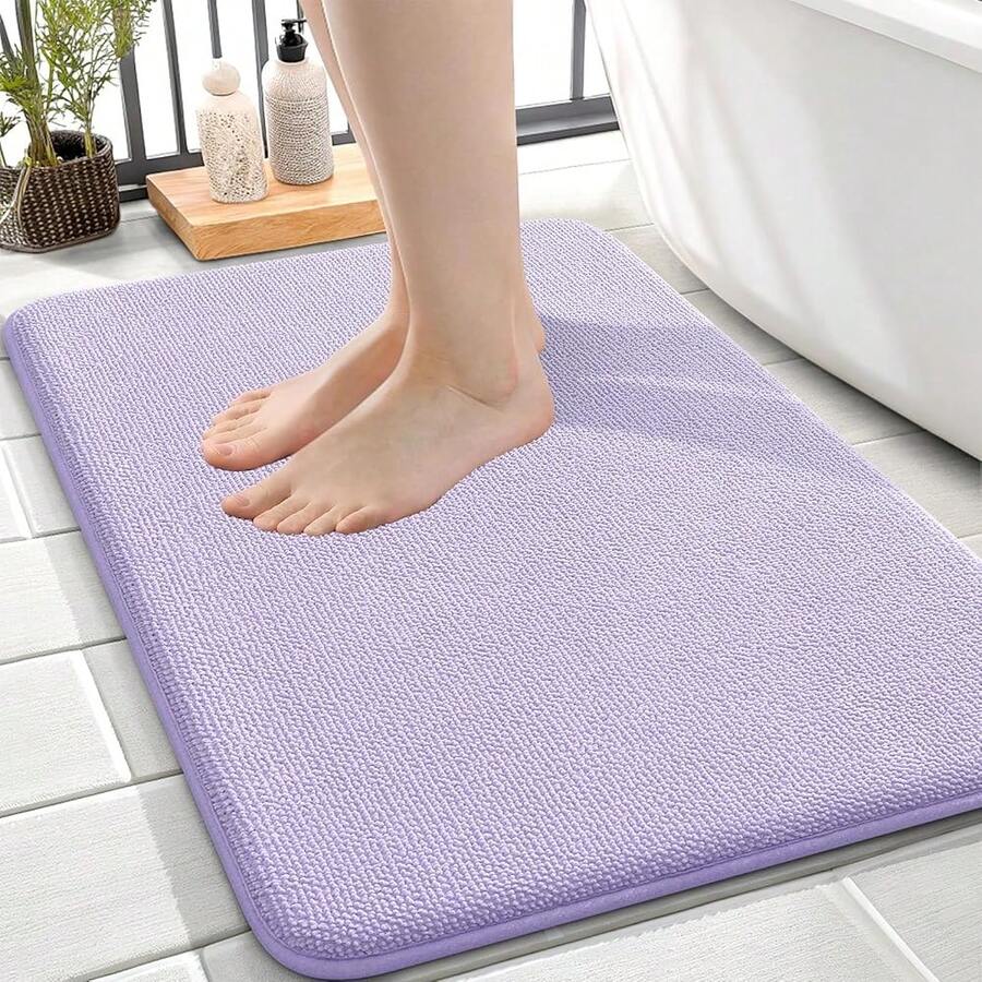 OLANLY Thick Memory Foam Bath Mat Rug 24x16, Extra Soft Absorbent Bathroom Rug, Quick Dry Bath Mats, Non-Slip, Machine Washable Carpet For Bathroom, Tub And Shower, Home Decor Accessories, Lavender,24inchx16inch,Lavender - Lavender - 查看 1
