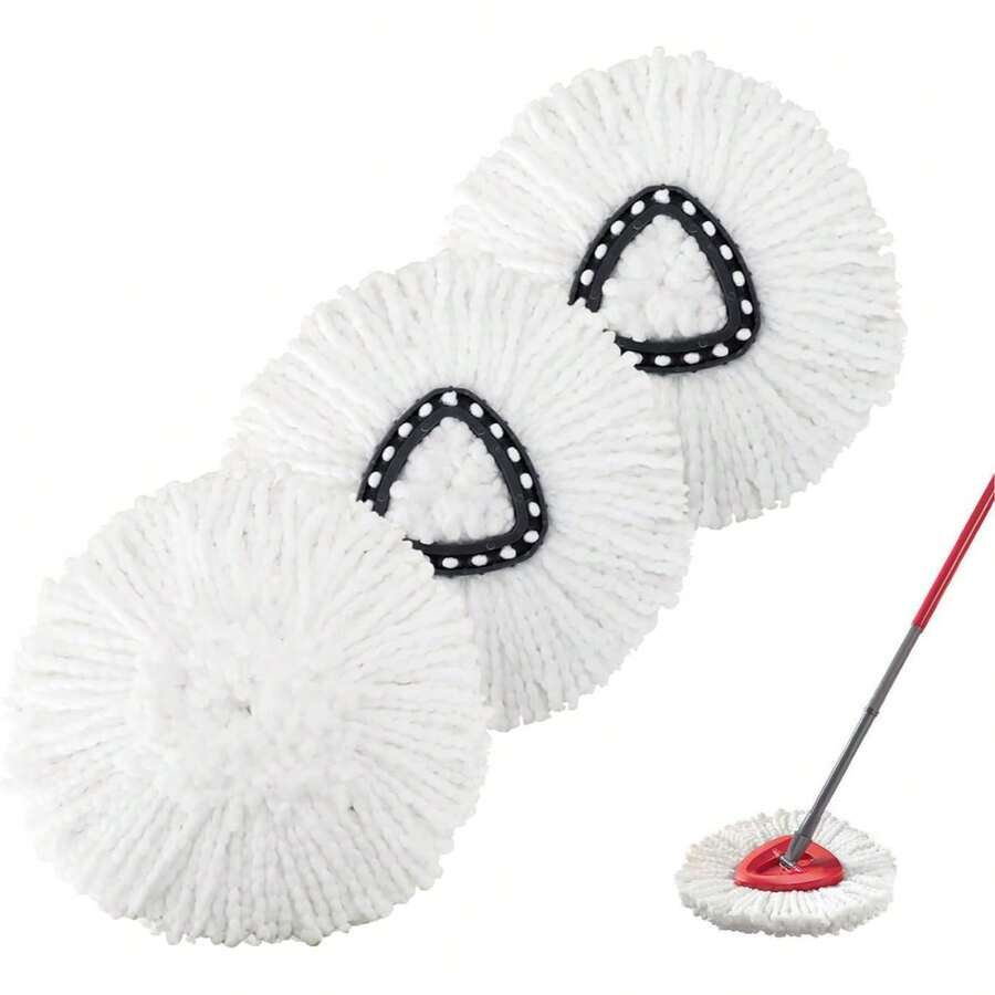 3 Pack Microfiber Mop Replacement Heads Spin Mop Refills Easy Cleaning Mop Head Replacement - trắng - Xem 1