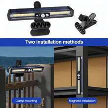 1pc Solar Powered Motion Sensor Clip Light, Waterproof Portable Lighting Fixture, Outdoor Fence Decor Lamp, Suitable For Garden Fence Lighting, Outdoor Camping Supplementary Lighting, Pet Cage Lighting, Motion Sensing And Multi-Scene Clip-On Use