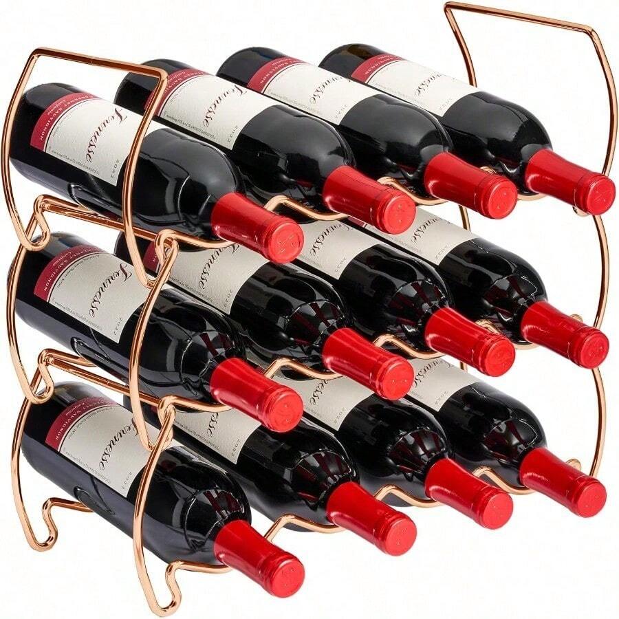 YSorbus 3Tier Stackable Wine Rack Classic Style Wine Racks for Bottles Perfect for Bar Wine Cellar Basement Cabinet Pantry etc Hold 12 Bottles Metal Silver - Cobre - Ver 1