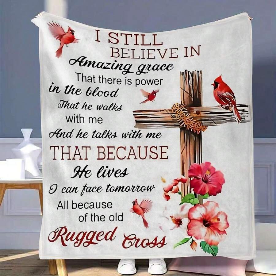 Inspirational Christian Faith Print Blanket ,Uplifting Scripture Quotes, Super Soft Flannel Printed Blanket,As Birthday Gifts, Family, Wedding, Souvenir Blankets, Polyester Blankets Suitable For All Seasons, Washable, Machine Washable, Lightweight, Breathable, Comfortable, Warm, Unique, 280gsm For Him, Her Personalized Ideal Gifts For Her, Him, Family, Boyfriend, Girlfriend, Father, Family, Mother, Lover, Daughter, Son, Grandfather, Grandmother, Friend, Classmate, Pet. Perfect Nap, Camping, Travel, Home, Daily Life, Office Decoration, Birthday, Anniversary, Valentine's Day, Thanksgiving, Christmas, Halloween, Mother's Day, Father's Day, Wedding, New Year Gifts ,Sofa,Bed,Car,Bedroom,Living Room,Office, Outdoor Camping, Beach,Wall Decoration - Nhiều màu 8 - Xem 1