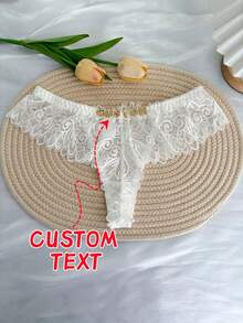 1件定制文字水晶装饰丁字裤，性感蕾丝边比基尼内裤，舒适弹力腰带，个性化定制名字丁字裤，情人节、圣诞节、万圣节、感恩节、生日、周年纪念日礼物，送给朋友、爱人、闺蜜 - 彩色 - 查看 3