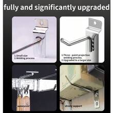 Gancho de Metal 40CM Doble con Ranura – Resistente a Oxidación, Fácil de Montar, Accesorio para Estanterías de Supermercado, Perfecto para Exhibidores de Joyería y Tiendas con Tubos Cuadrados - Plateado - Ver 6