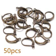 50pcs/Pack Iron Alloy D-Shape French Clip Earring Hooks, 13X11mm Elastic Earring Hooks Pendant Findings, DIY Jewelry Accessories