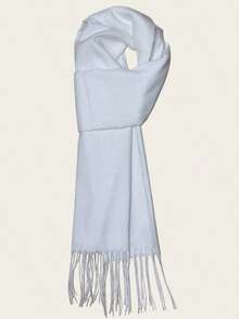 1pc Men Plaid Scarf With Tassels, Warm Men Scarf Accessory Students, Couples, Business, Outdoor In Autumn/Winter, European Style Men AccessoriesMen Scarves HNCM - 白色 - 查看 8