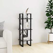 Bibliothèque vidaXL à 3 étagères, grise, 40 x 30 x 105 cm, en pin massif - Noir - Voir 2