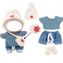 17cm Plush Snowman Doll Ornament With Knitted Outfit, Includes Hat, Crossbody Bag, And Shoes For Versatile Styling (Doll Not Included) - Multicolor - View 14