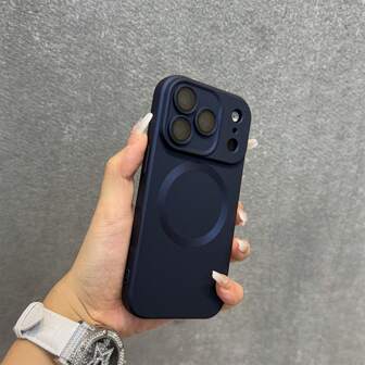 Funda de teléfono suave mate con imán compatible con iPhone 17 Pro Max, 17 Pro, 17, Air 17, 16, 15, 14 Plus, 13, 12, 11 Pro Max, con lente de vidrio y cubierta para carga inalámbrica