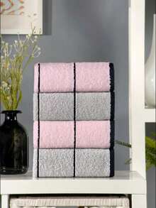 Pudra Valona 4-Piece Hand & Face Towel Set – 50x85 Cm, Powder Pink, 100% Cotton, Soft & Absorbent – Made In Turkey - Pink - View 3