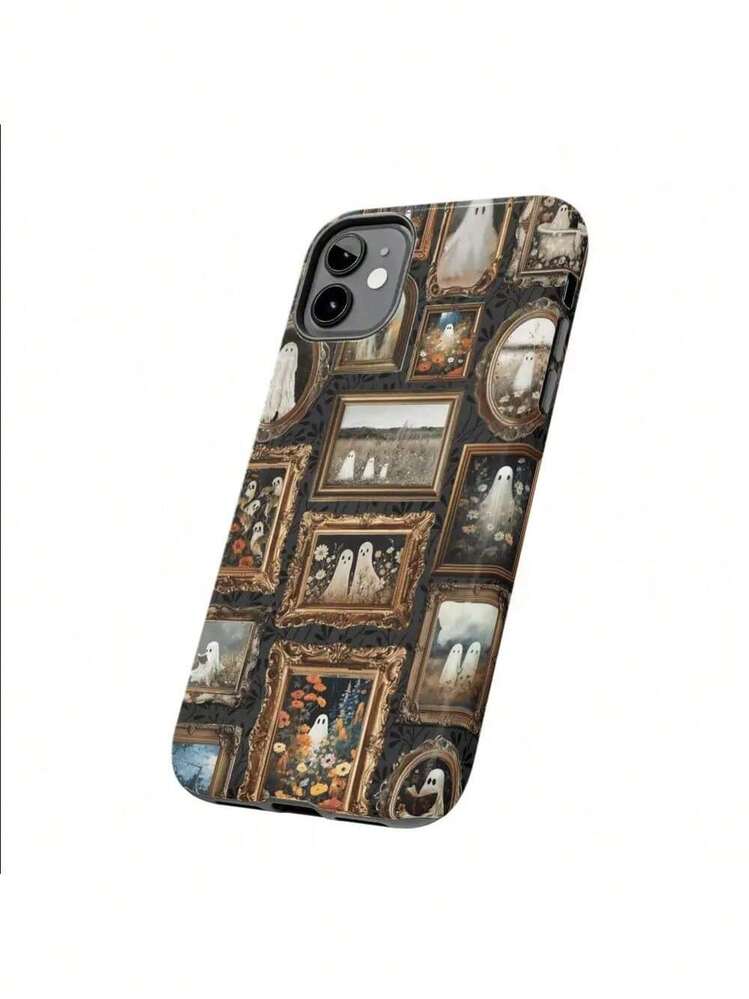 Diseño creativo de mural de fantasmas, regalo de Halloween, estuche de teléfono compatible con for  16 Pro Max, 15 Pro, 13, 11, 12, XS, 8 Plus y 7, estuche brillante 2 en 1. - Multicolor - Añade 7