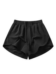 2-In-1 Women Shorts, Summer Sports Casual Running Shorts With Anti-Chafing Lining - Black - View 2