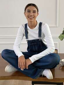 Livesso Women Denim Overalls & Jumpsuits - Biru - View 4