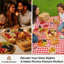 Bamboo Charcuterie Boards Gift Set With Meat And Cheese Tray Fruit Tray Utensils And 2 Sauce Bowls Included Elegant Bamboo Cheese Platter Perfect For House Warming Gifts New Home Couples Family Gatherings And Wedding Presents  Stylish And Thoughtful Entertainment Solution For Modern Celebrations - LightBrown - View 7