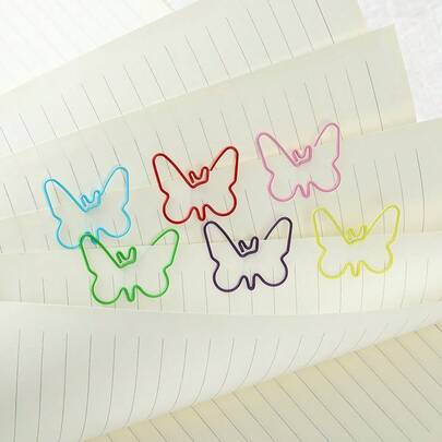 20 Adet Renkli Kelebek Şekilli Ataş, Sevimli ve Yaratıcı Karikatür Dosya Ataşları, Metal Ataşlar, Rastgele Renkler