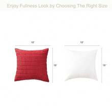 Volcanics Christmas Pillow Covers 18x18, Pack Of 2 Red Soft Corduroy Striped Decorative Throw Pillow Covers, Modern Farmhouse Boho Home Decor,18inchx18inch(Packof2),Red - 紅色的 - 查看 5