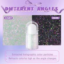 AWYYRoll-On Holographic Body Glitter Gel For Face Hair Chameleon Color Changing Glitter Gel Under Light Chunky Mermaid Sequins Festival Party Rave Accessories Shimmer Makeup 8# Sparkling Pink - 8閃亮粉紅色 - 查看 4