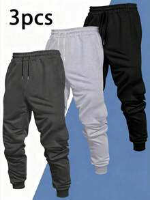 男士抽绳腰宽松休闲运动裤三件套 - 彩色 - 查看 5