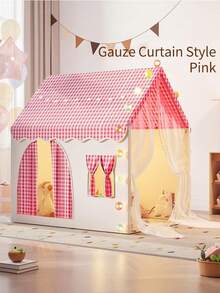 Children's Game House Tent, Large Indoor Parent Child Interactive Game Room, Crawling Game House Tent Suitable For Both Boys And Girls, Outdo Or Fun Game Tent, Durable Checkered Tent, Perfect Gift For Children, Tent For Kids, Gauze Curtains, Tent - Hồng (rèm voan) - Xem 7