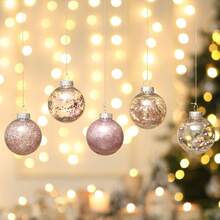 30PCS Christmas Ornaments Set, 2.36"/6CM Assorted Clear Plastic Shatterproof Ball Hanging Ornaments For Xmas Tree Decorations, For Indoor Home Holiday Decor - 玫紅色 - 查看 5