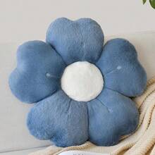 Flower Shaped Pillow, Cute Decorative Throw Pillows With Soft Rabbit Fur For Couch Bed Chair Floor, Christmas Pillow Seating Cushions With Room Décor For Bedroom Living Room(19.6 Inches, Grey Blue),19.6Inches,GreyBlue - 灰藍色 - 查看 1