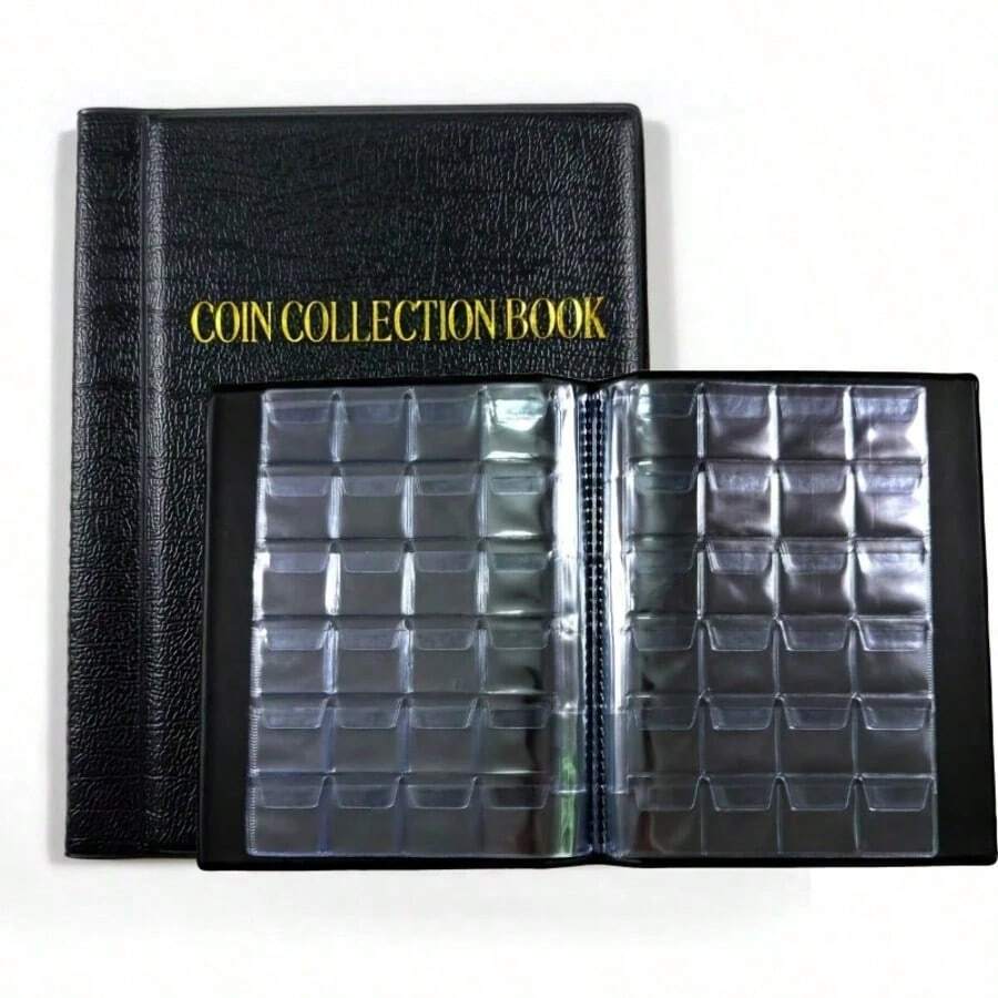 1 Pound Small Coin Collection Album, Coin Collection Book With High-Capacity Leather Cover And Gold Foil Stamping, Suitable For Collectors, Stores US Coins, Pennies, Cents, Nickels, Quarter Coins, Small Badges, And Commemorative Coins Up To 30mm. Perfect For Back-To-School Season, Winter Decoration, Winter Embellishment, Chinese New Year Gifts, And Birthday Gifts. - Multicolor - View 1