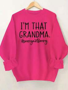 Fall Outfit For WomenWomen's "I'M THAT GRANDMA" Letter Print Crew Neck Sweatshirt - Casual Relaxed Fit Brown Pullover, Machine Washable All-Season Comfort For Casual Attire, Grandma Sweatshirt, Humorous Gift Apparel, Playful Text Design, Soft Fabric-Autumn Clothing 320G Women's Crew Neck Sweatshirt - Street-Ready Chic For Workday Runs ​ Loose And Comfortablechristmas Outfit Women - trắng - Xem 9
