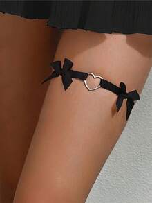 2PCS/1PC Women Bow Leg Ring Elastic Thigh Garter Belt Sexy Underwear Accessories - Black - View 6