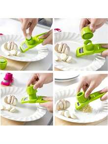 1pc Mini Garlic Powder Maker - All-In-One Manual Garlic Crusher, Pink/Green, Creative Garlic Paste Maker, Ginger & Garlic Slicer, Garlic Cutter, Peeler, Multifunctional Kitchen Tool - Multicolor - View 6