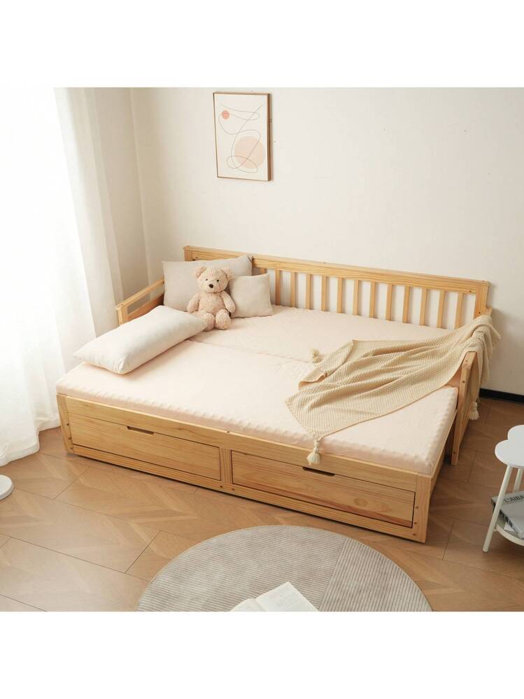 ソファベッド ディベッド 伸長式ベッド マットレス2枚付き 幅70cm 木製