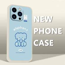 Sitting Elephant TPU New Phone Case For Women, Compatible With IPhone 11 12mini/13/14/15/16/17 Air Apple Series, Fashionable Cute Aesthetic For Girls, For IPhone X/XS/XR/XSMAX, Ins Simple Artistic Couple Women's Protective Soft Case, Suitable For Four Seasons Gift - Trộn màu 1 - Xem 3