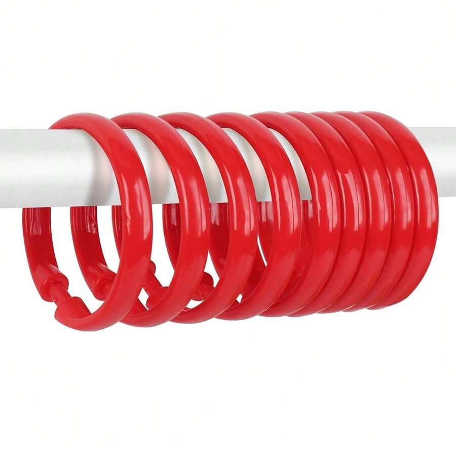 Red Shower Curtain Hooks - 12 Pcs Circular Plastic Shower Curtain Rings For Bathroom - O Shaped Red Shower Hooks Rings For Shower Curtain Rod,Red - Red - View 1