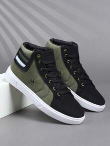 Giày thể thao cao cổ nam, giày casual nam, giày sneaker phong cách đường phố cá tính dành cho sinh viên, giày nam buộc dây, giày trượt ván nam. - màu xanh quân đội - Xem 3