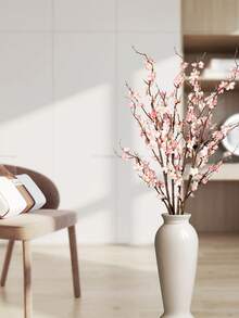 4支37英寸人造粉色樱花枝，室内装饰，仿真长茎人造花，插花DIY工艺品，花瓶填充物，适用于客厅、办公室、桌面家居装饰，情人节及全年适用 - 彩色 - 查看 8