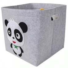 1 pièce Panier de rangement pliable en matériau feutre, robuste et durable, économise 70% d'espace. Orné de motifs mignons d'animaux panda et cerf, apportant une touche vivante. - Même photo - Voir 20