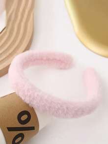 1pc Solid Color Plush Headband, Elegant Non-Slip Fashion Hair Accessory For Women, Suitable For Face Washing, Skincare, Makeup In Autumn/Winter - Multicolor - View 4